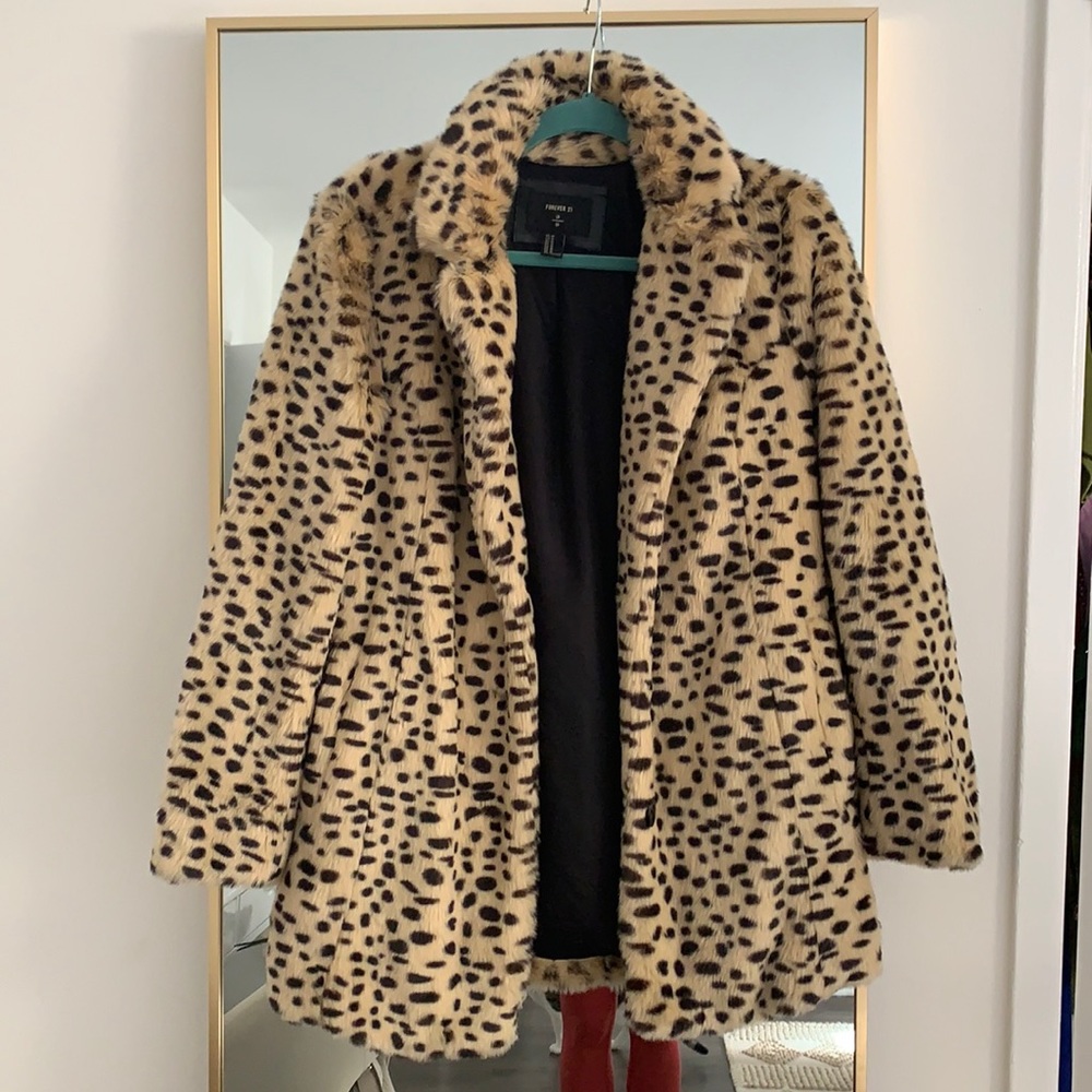 Cheetah Print Faux Fur Coat